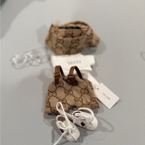 Gucci Other - Labubu Outfit Gucci Beige GG Canvas Mini Backpack Set with White Sneakers